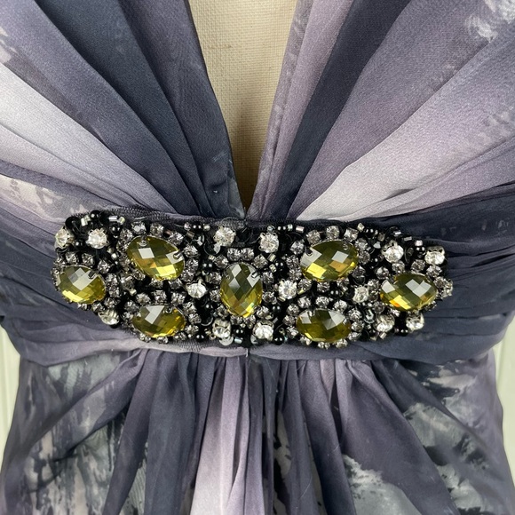 Vintage 90s Y2K Cache Maxi Dress Gown Criss Cross Open Back Jewel Accent Size 6 - Picture 4 of 12